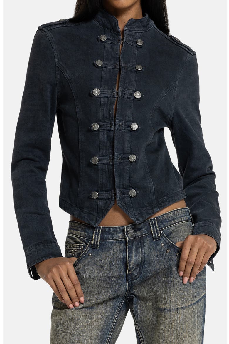 Denim Drummer Jacket, Main, color, BLACK