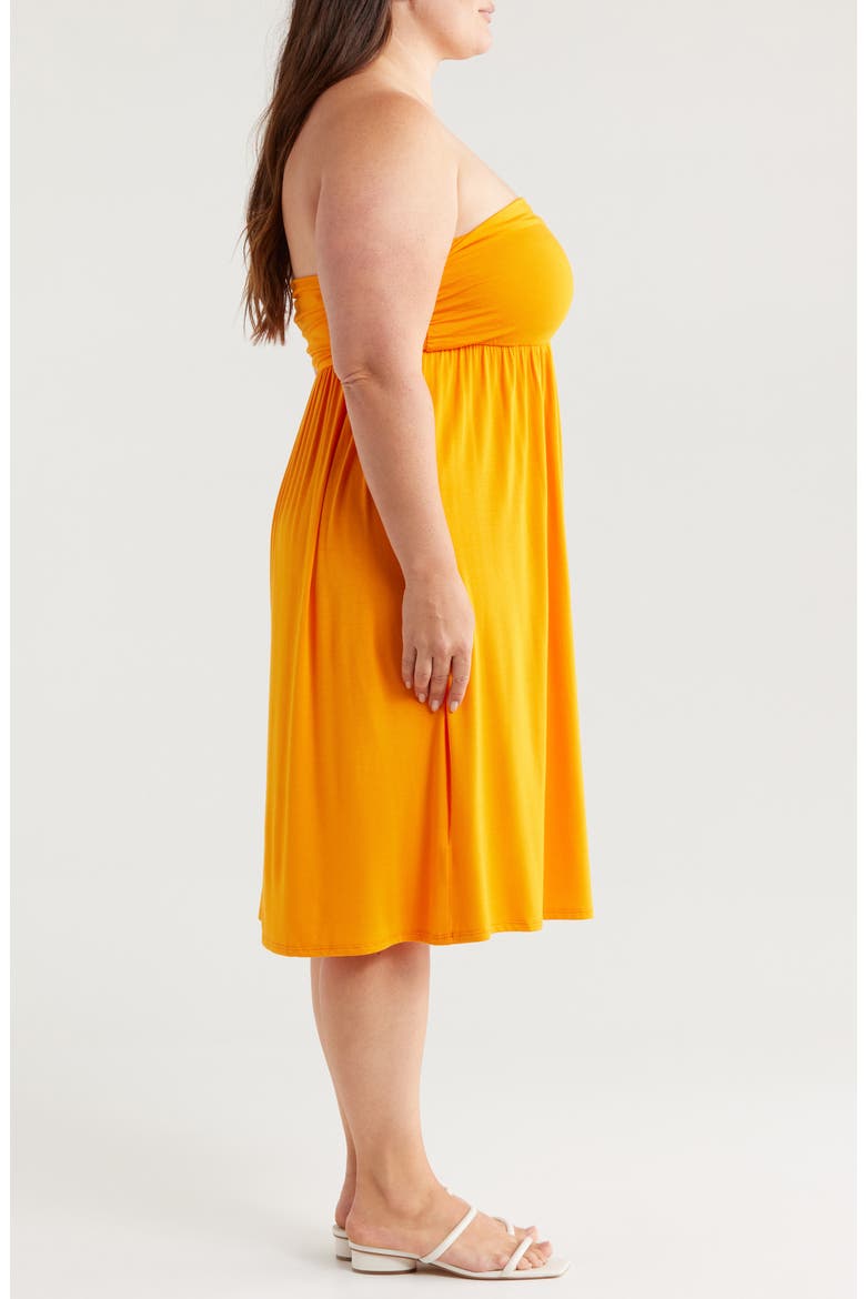 Strapless Jersey Midi Dress, Alternate, color, ORANGE