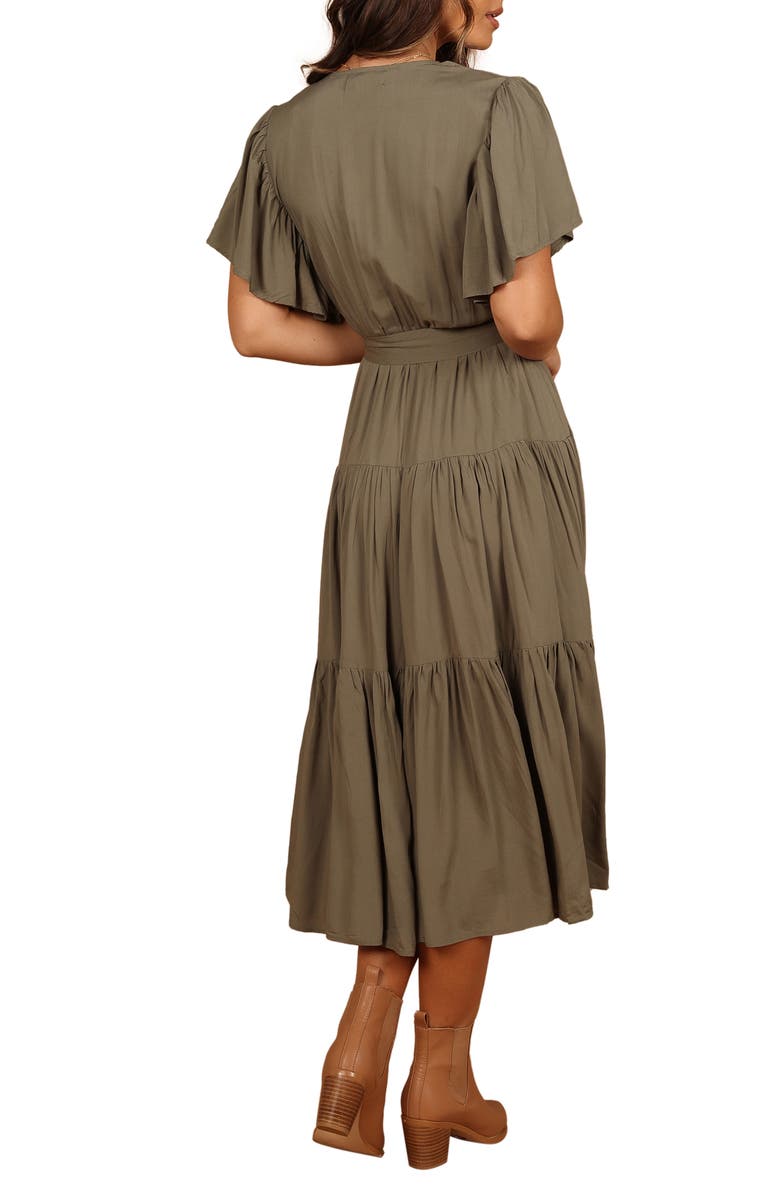 Petal & Pup Barker Tiered Faux Wrap Dress, Alternate, color, Olive