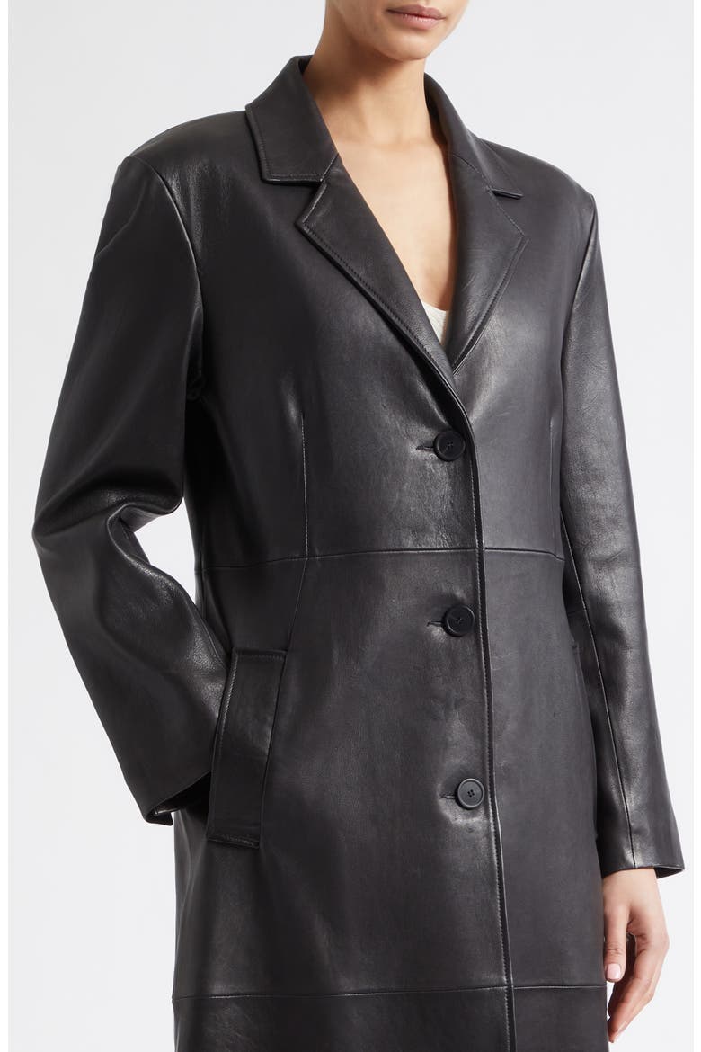 Aisa Leather Coat, Alternate, color, BLACK