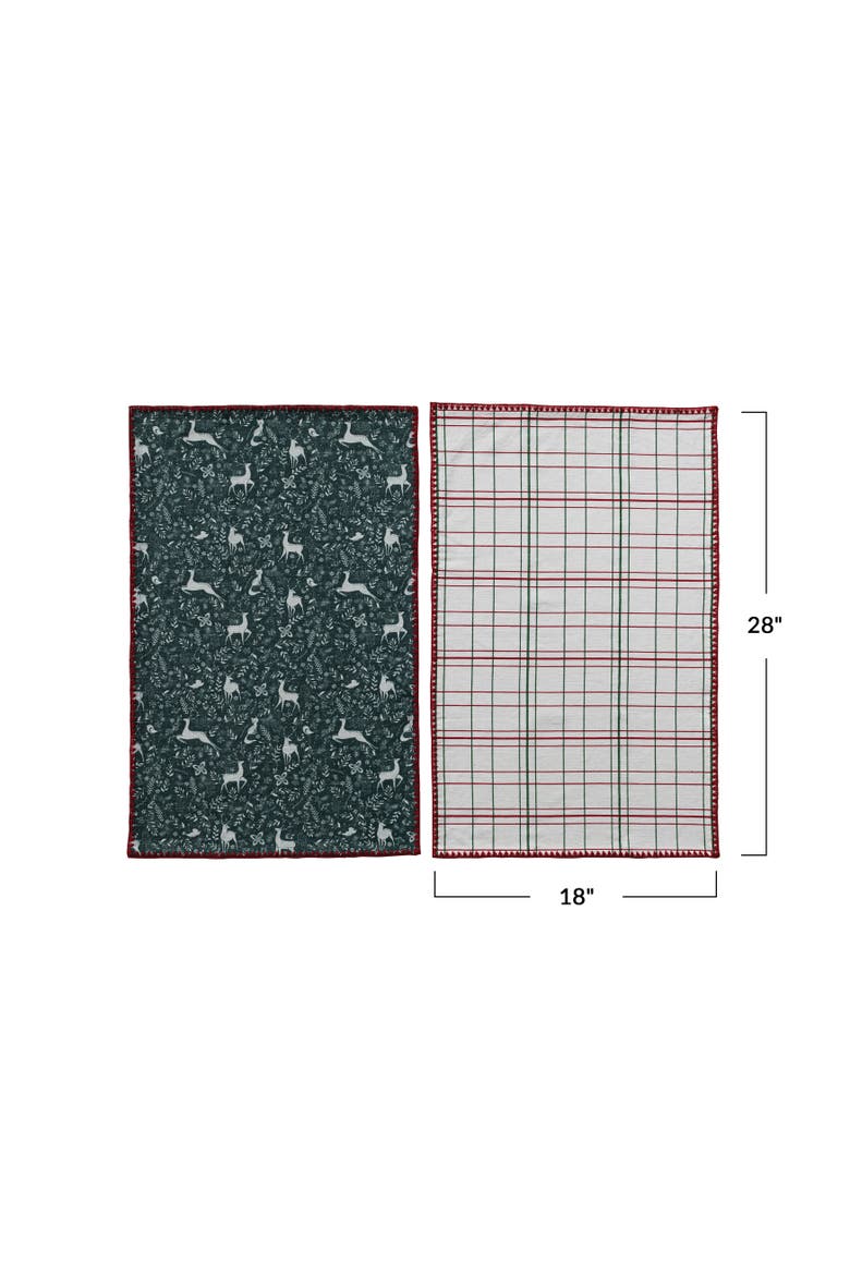 Artisan Cotton Tea Towels & Mango Wood Tree Board, Set of 3 Towels, Alternate, color, Multicolor