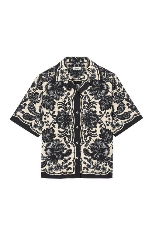 Sandro Perrine Button-front Shirt In Ecru/black