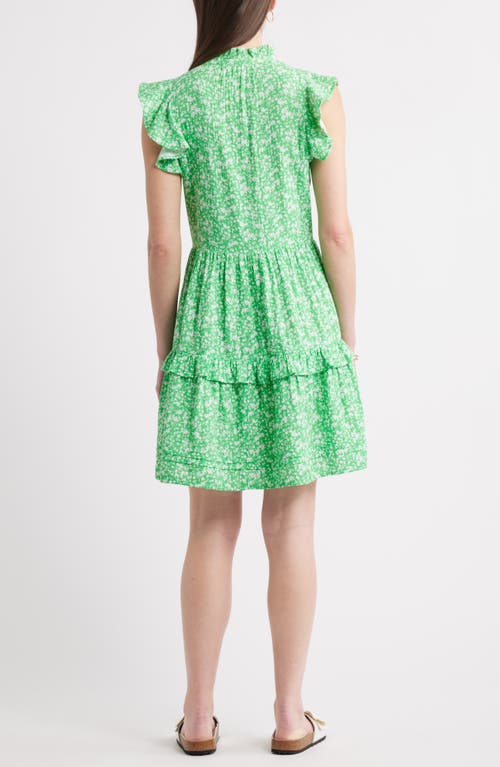 Caslonr Caslon(r) Ruffle Duo Cotton Gauze Dress In Green- White Aida Floral