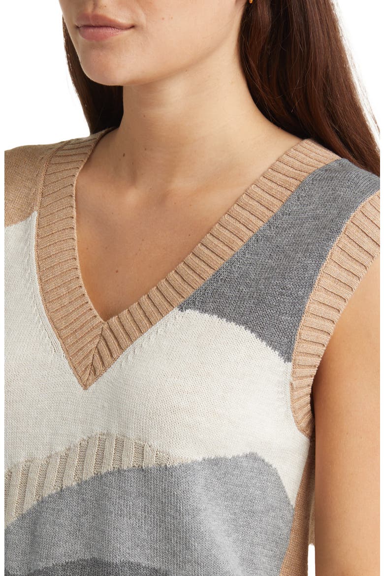 Vital Abstract Camo Jacquard Sweater Vest, Alternate, color, NEUTRAL MULTI