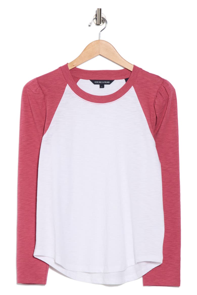 Mason Raglan Sleeve Cotton Baseball T-Shirt, Alternate, color, WHITE/ SOFT RASPBERRY