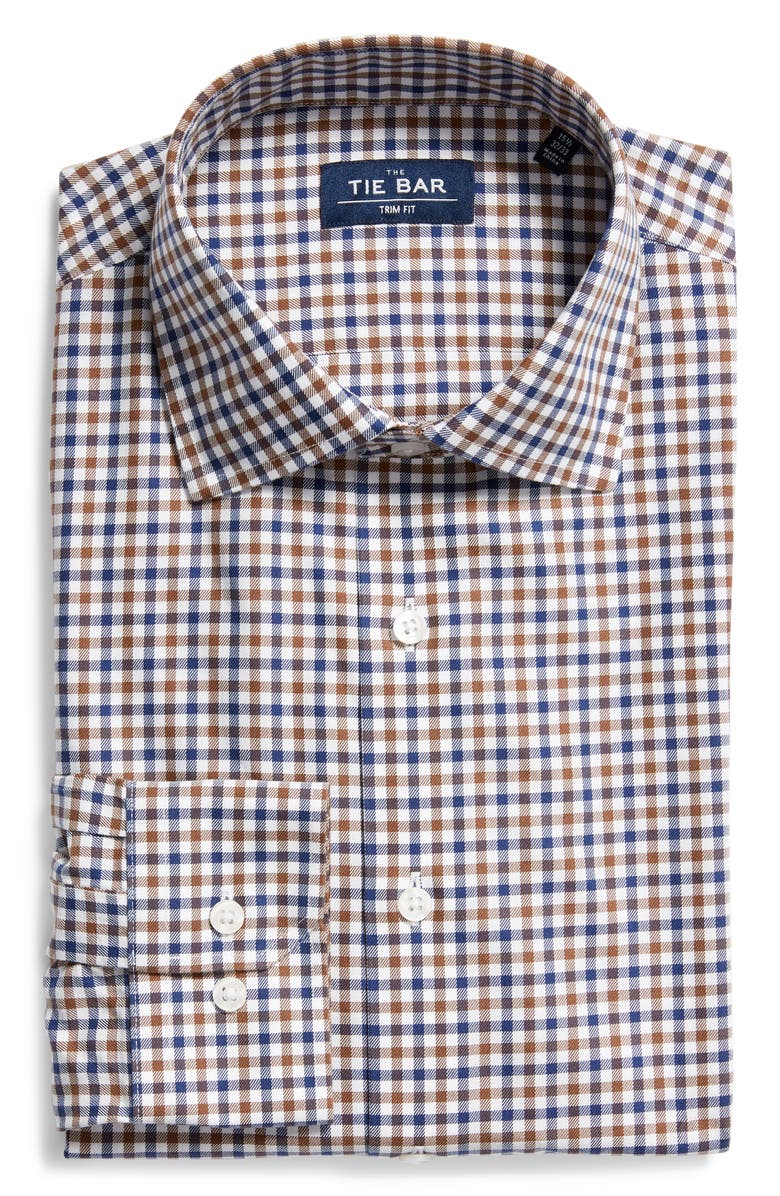 The Tie Bar Trim Fit Gingham Dress Shirt, Alternate, color, 