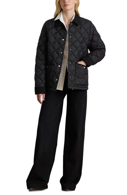 Ralph Lauren Corduroy-trim Quilted Barn Jacket In Black