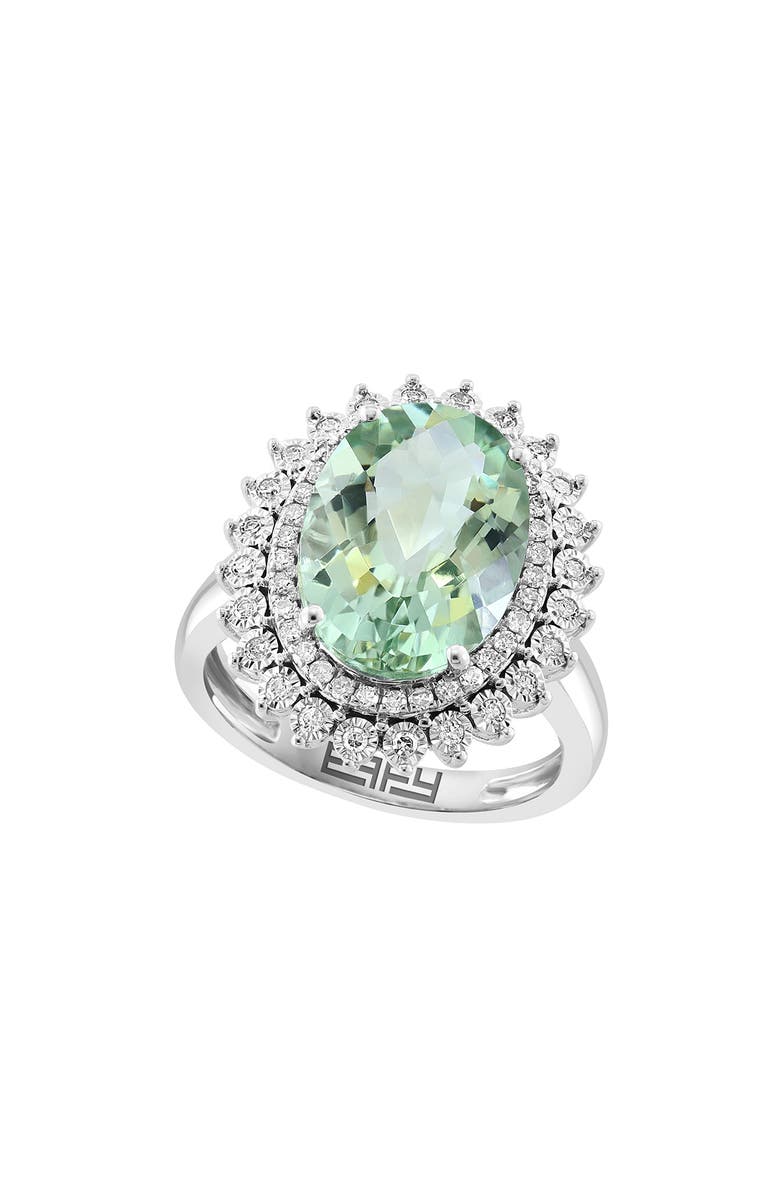 EFFY 14K White Gold, Diamond & Green Quartz Ring - 0.34 ctw, Main, color, 