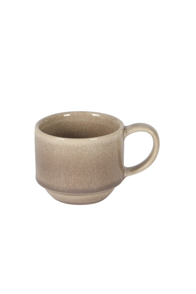 Sunrise Hills Stackable Stoneware Cup and Saucer Set with Metal Rack, Alternate, color, Taupe
