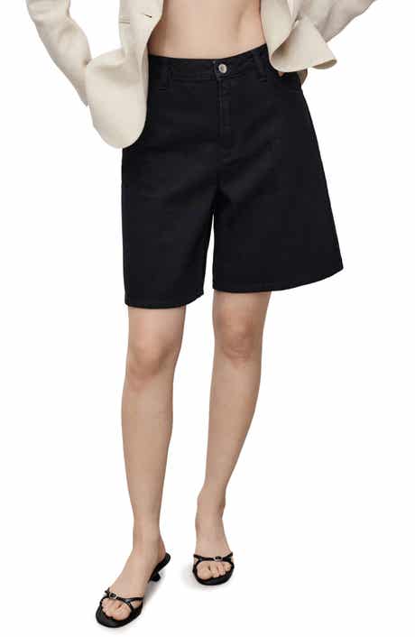 MANGO High Waist Denim Bermuda Shorts