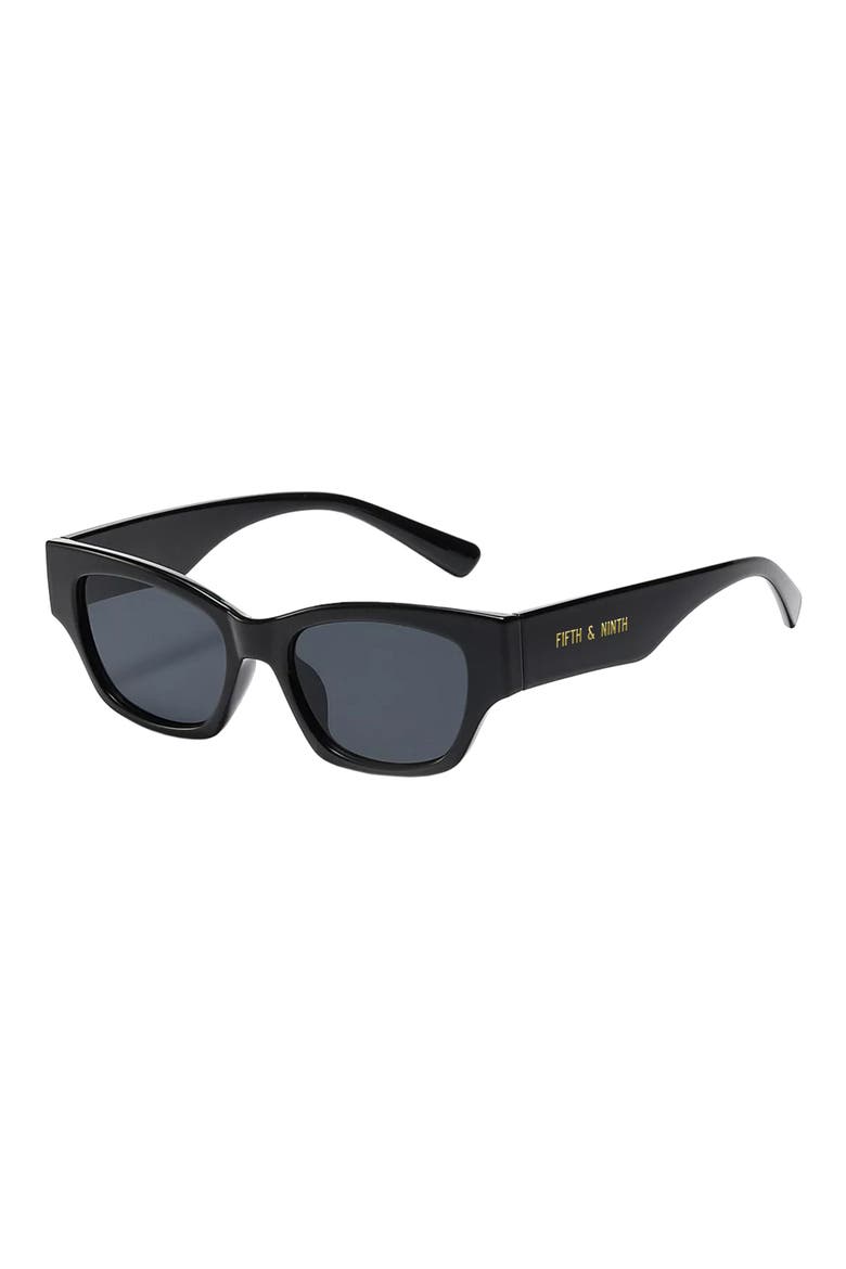 Andi 51mm Polarized Rectangular Sunglasses, Alternate, color, BLACK/ BLACK