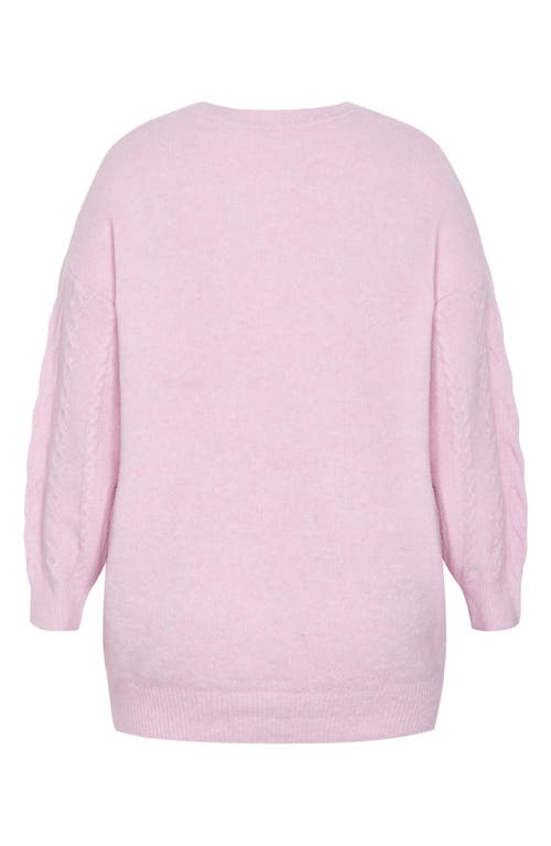City Chic Claudia Cable Stitch Sweater In Pink
