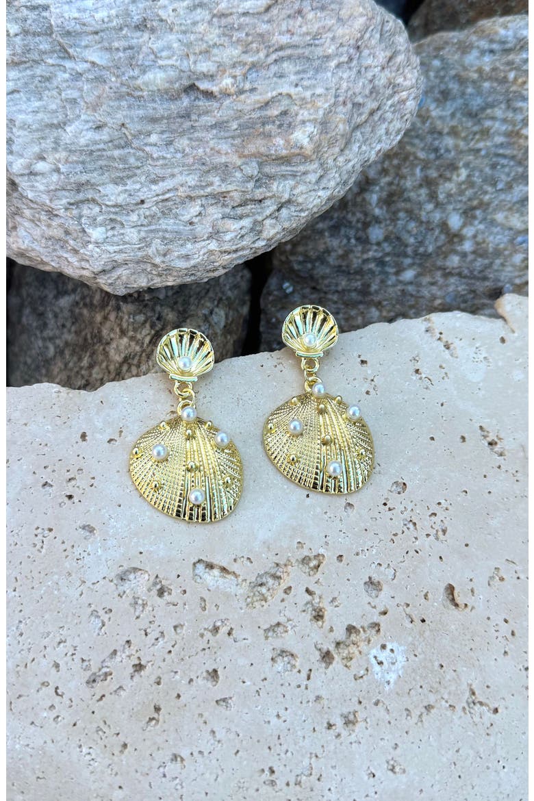 Shell Drop Earrings, Alternate, color, GOLD