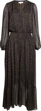 Ramy Brook Teresa Metallic Belted Long Sleeve Maxi Dress