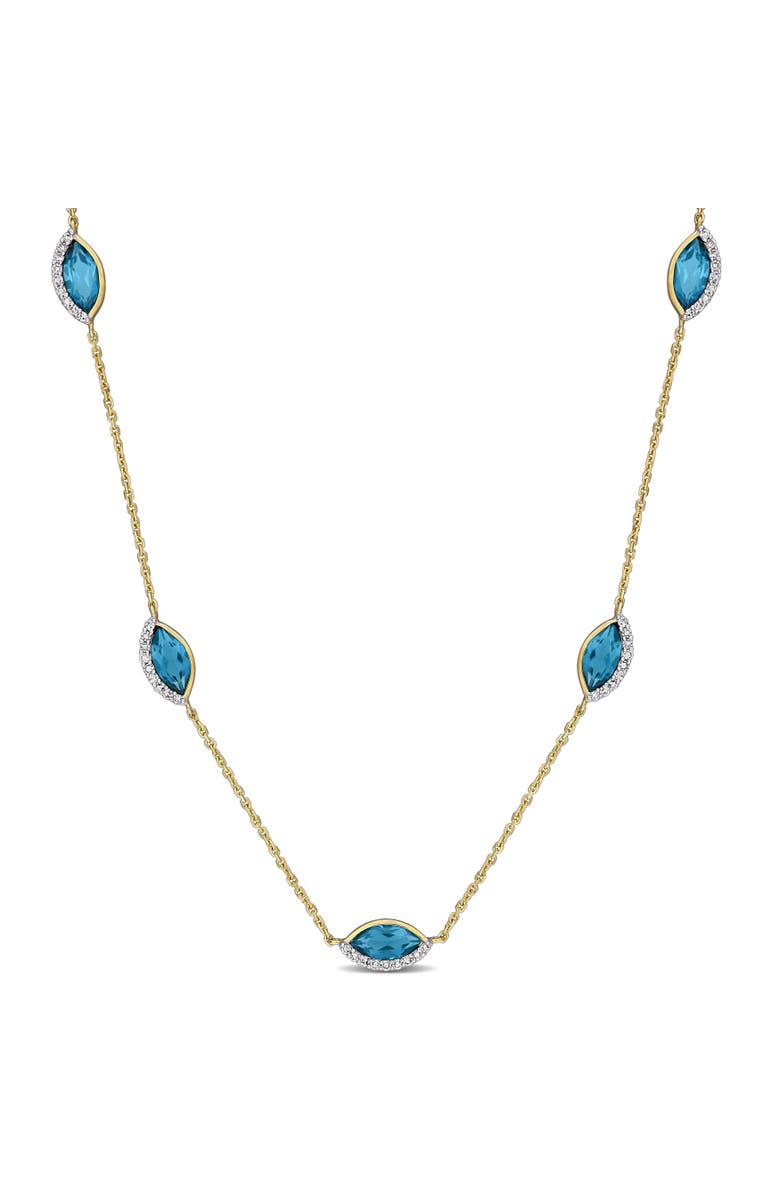 Julianna B. Birthstone & Diamond Station Necklace 14k Gold, Main, color, Blue Topaz