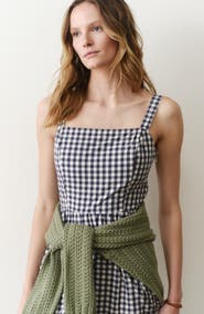 Marine Layer Demi Gingham Pima Cotton Poplin Midi Dress