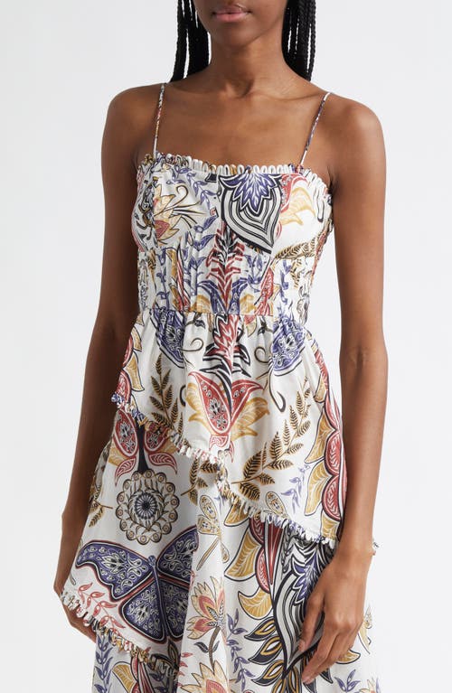 Farm Rio Boho Glam Floral Sundress In Boho Glam Off-white