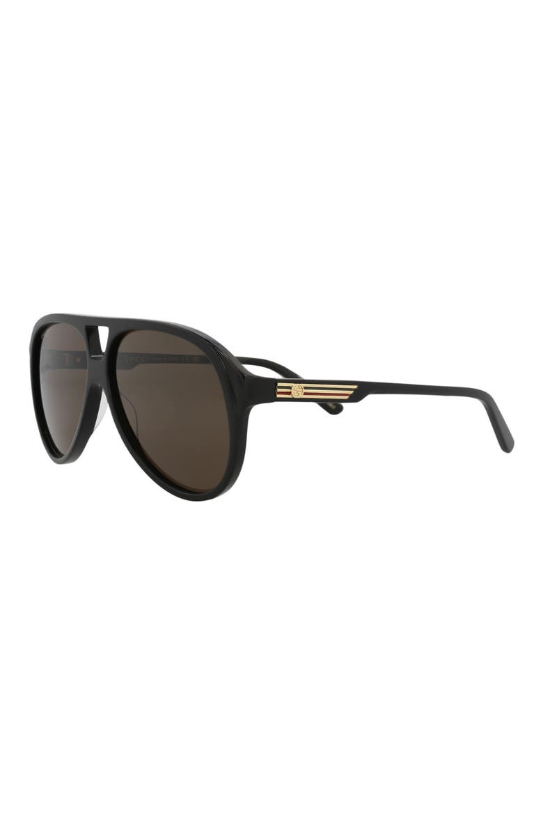 59mm Aviator Sunglasses, Alternate, color, BLACK BLACK BROWN