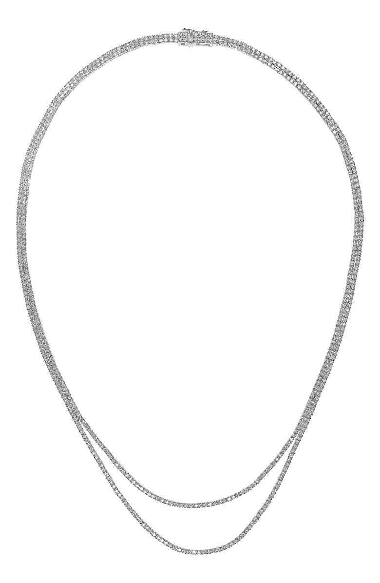 LANA 14K Gold Skinny Double Strand Tennis Necklace, Main, color, White Gold