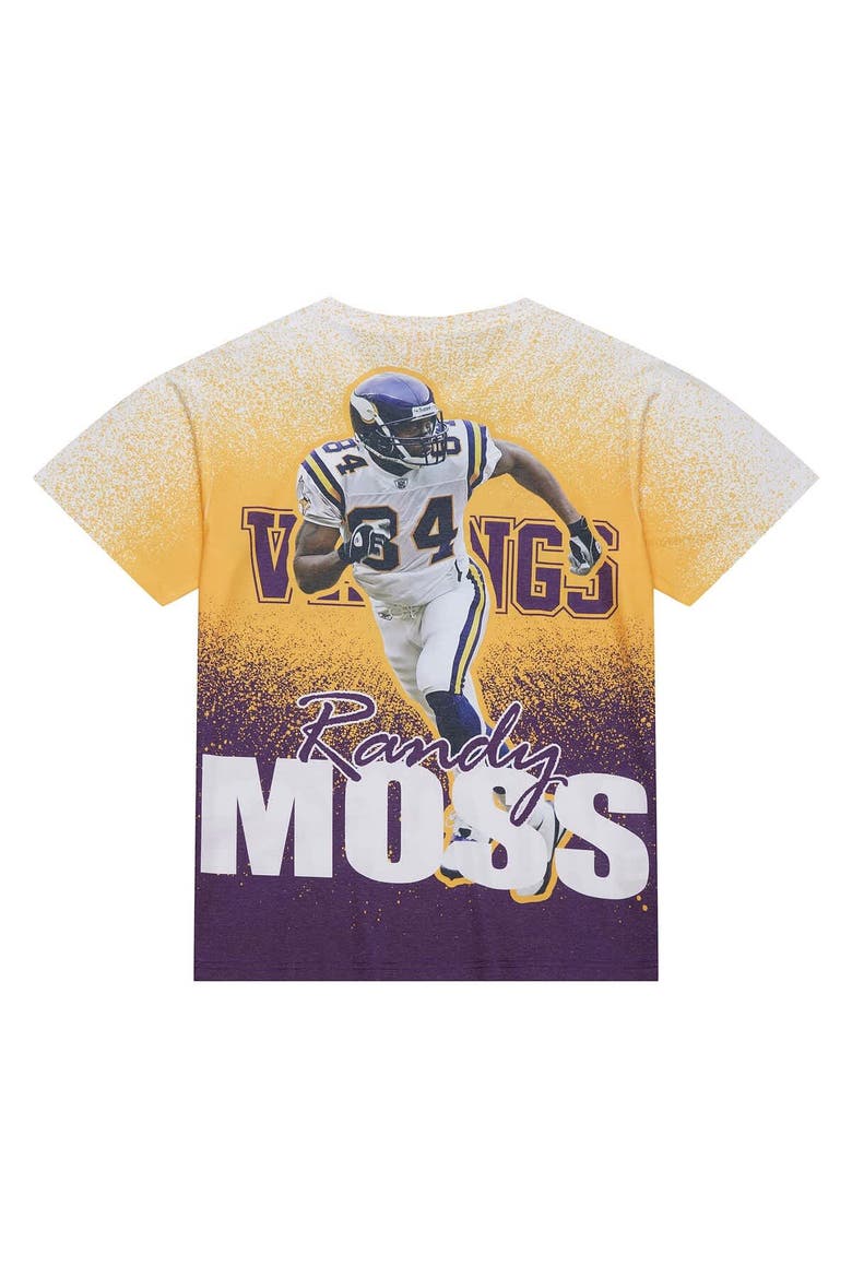 Men's Mitchell & Ness Randy Moss Gray Minnesota Vikings Burst Retired Player T-Shirt, Alternate, color, Gray