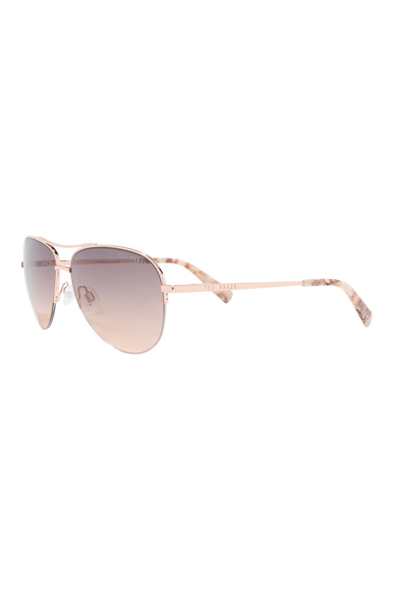 57mm Gradient Half Rim Aviator Sunglasses, Alternate, color, BLUSH