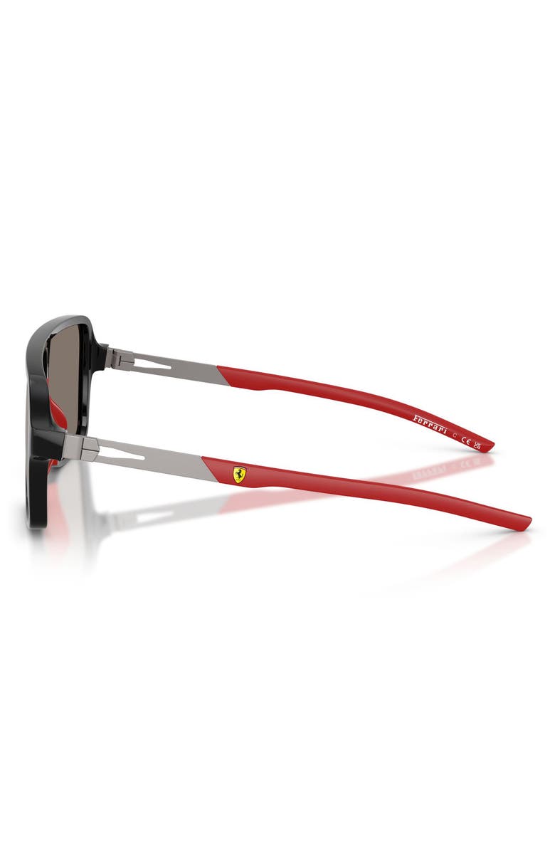 Scuderia Ferrari 132mm Rectangular Sunglasses, Alternate, color, Black Shiny / Light Grey