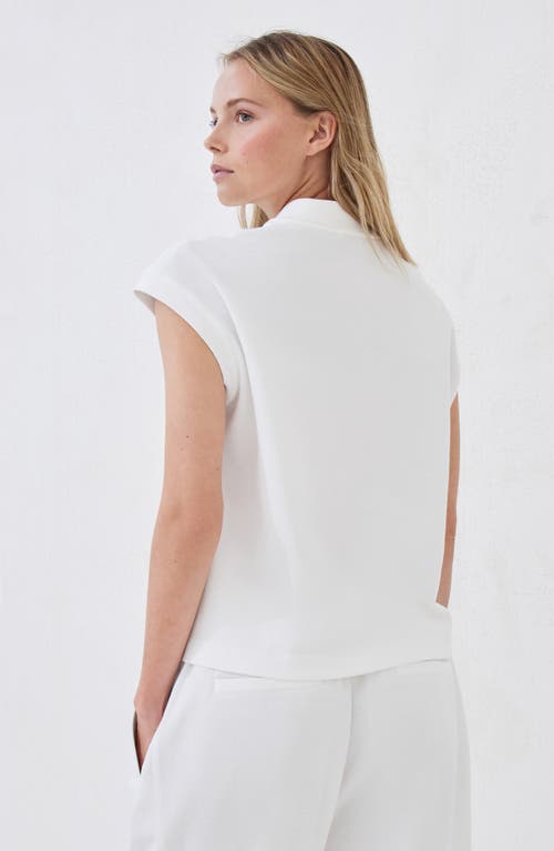 Brunello Cucinelli Polo Top With Cap Sleeves And Straight Hem In White