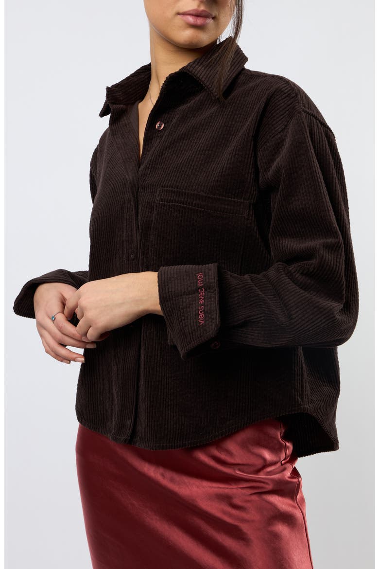 The Odyssey Crop Corduroy Shirt, Alternate, color, BROWN