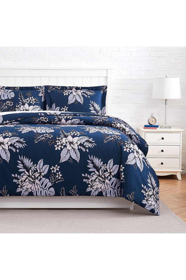 Premium Collection 300 Thread Count 100% Cotton Sateen Duvet Cover Set, Alternate, color, FLORA BLUE