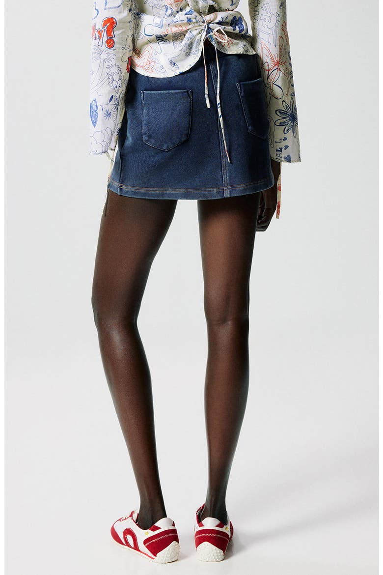 Nonstretch Denim Miniskirt, Alternate, color, BLUE