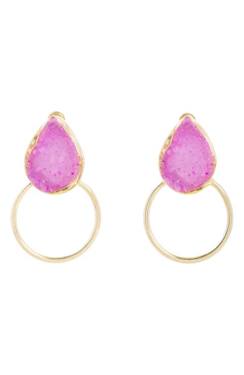 Druzy Bezel Frontal Hoop Earrings
