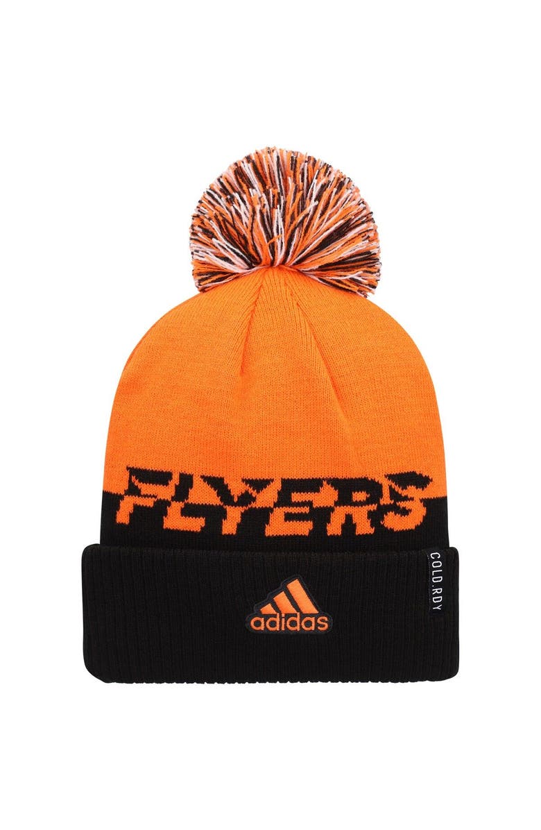 adidas Men's adidas Orange/Black Philadelphia Flyers COLD.RDY Cuffed Knit Hat with Pom, Alternate, color, Orange