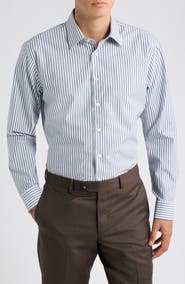 Nordstrom Striped Trim Fit Cotton Dress Shirt