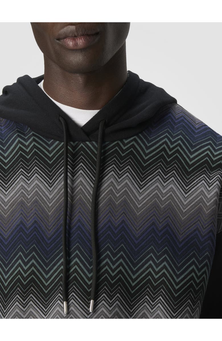 Missoni Hoodie With Zigzag Insert, Alternate, color, Black