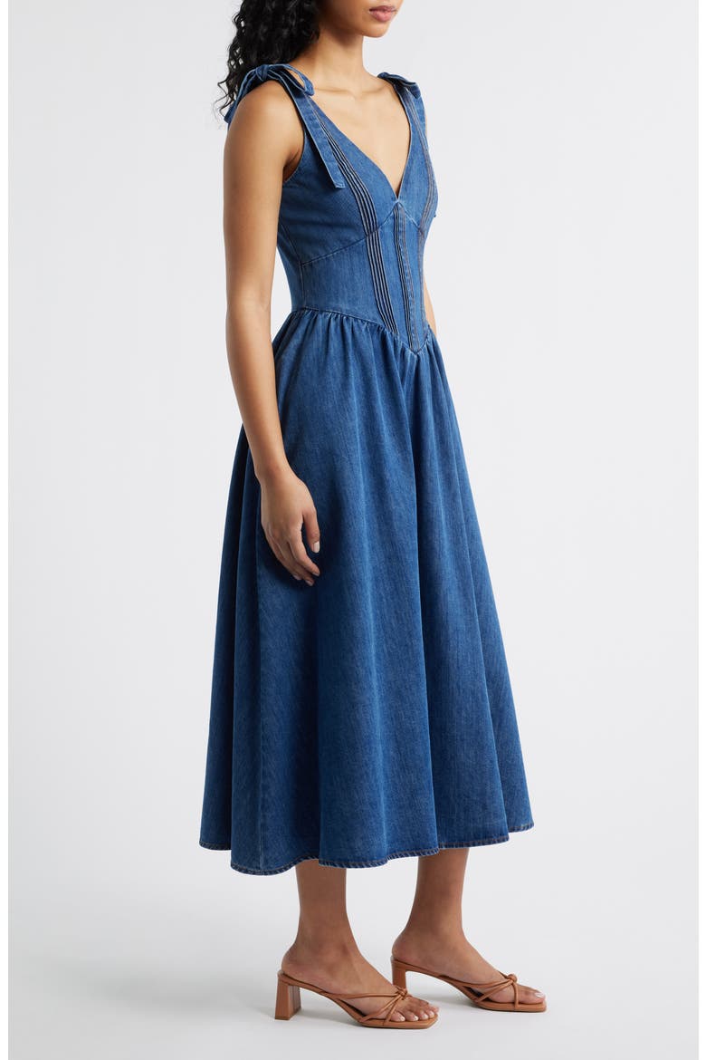 tie shoulder denim dress Hazel Blues