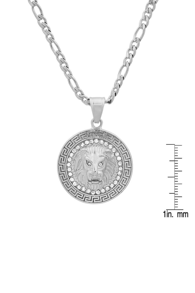 Men's Stainless Steel Lion Head Pendant Necklace, Alternate, color, SILVER