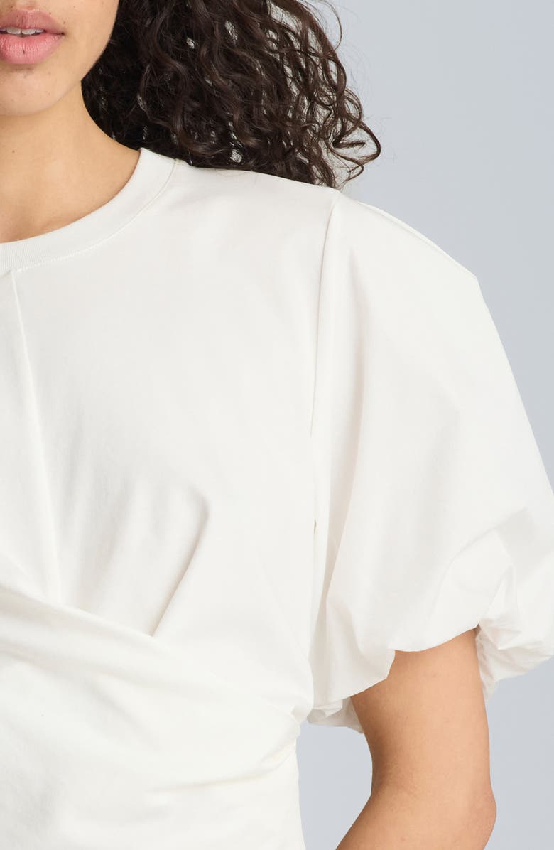 Kenneth Cole Puff Sleeve Faux Wrap T-Shirt, Alternate, color, Pure White