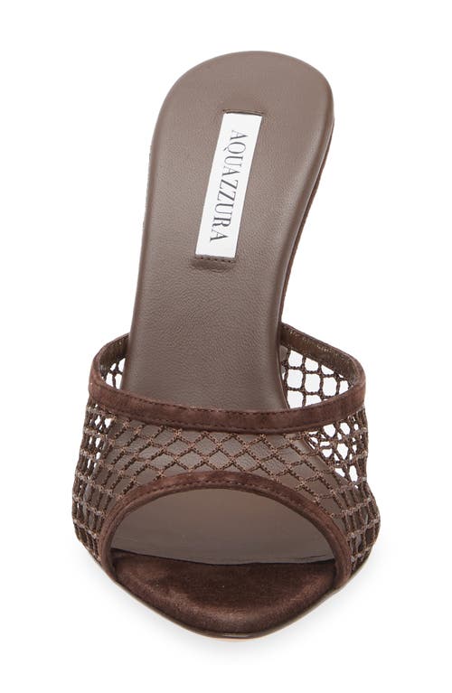 Aquazzura Bisous Mesh Slide Sandal In Brown