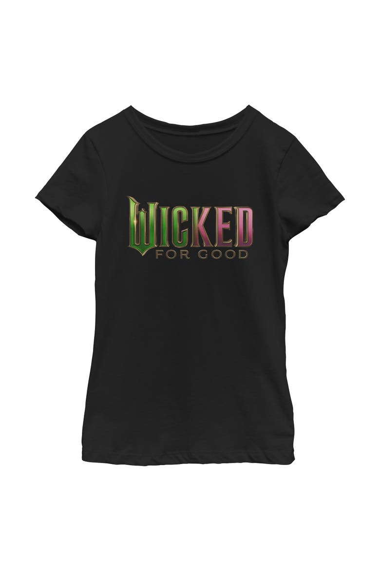 Girls Wicked For Good Official Tonal Logo T Shirt, Main, color, Black