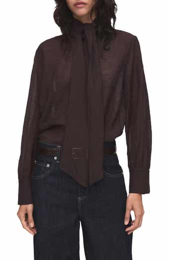 Tie Neck Textured Shirt