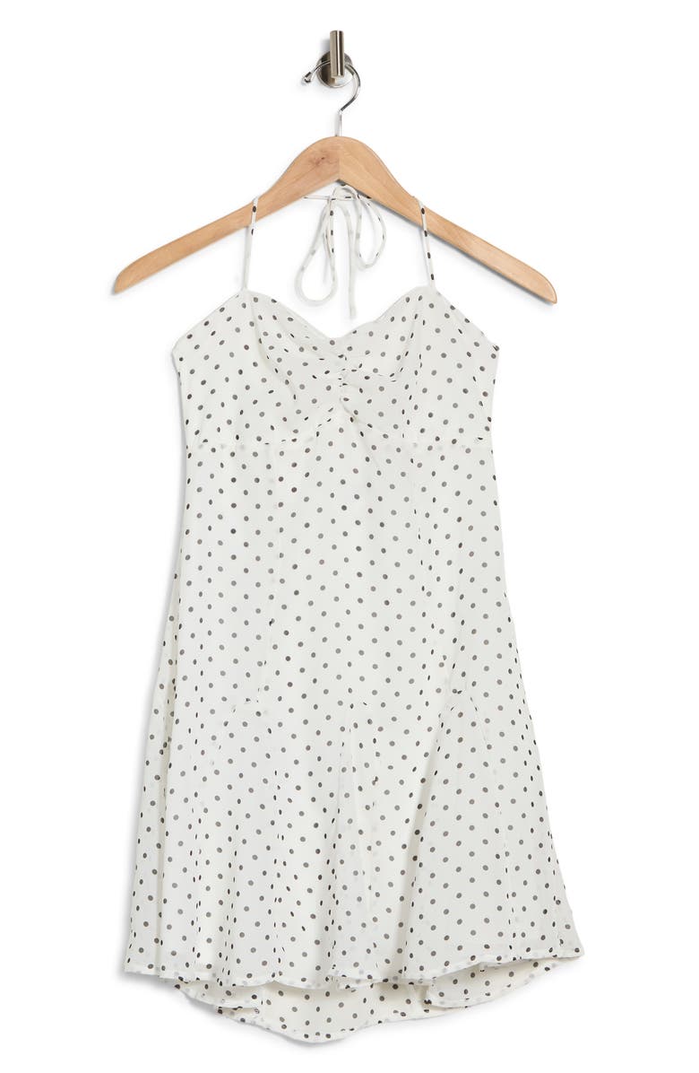 Madden Girl Polka Dot Halter Neck Minidress, Alternate, color, White/ Black