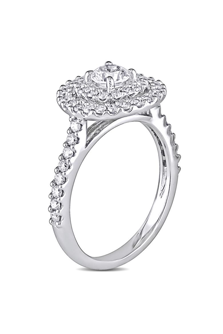 Diamond Double Halo Engagement Ring 14k, Alternate, color, 14k White Gold