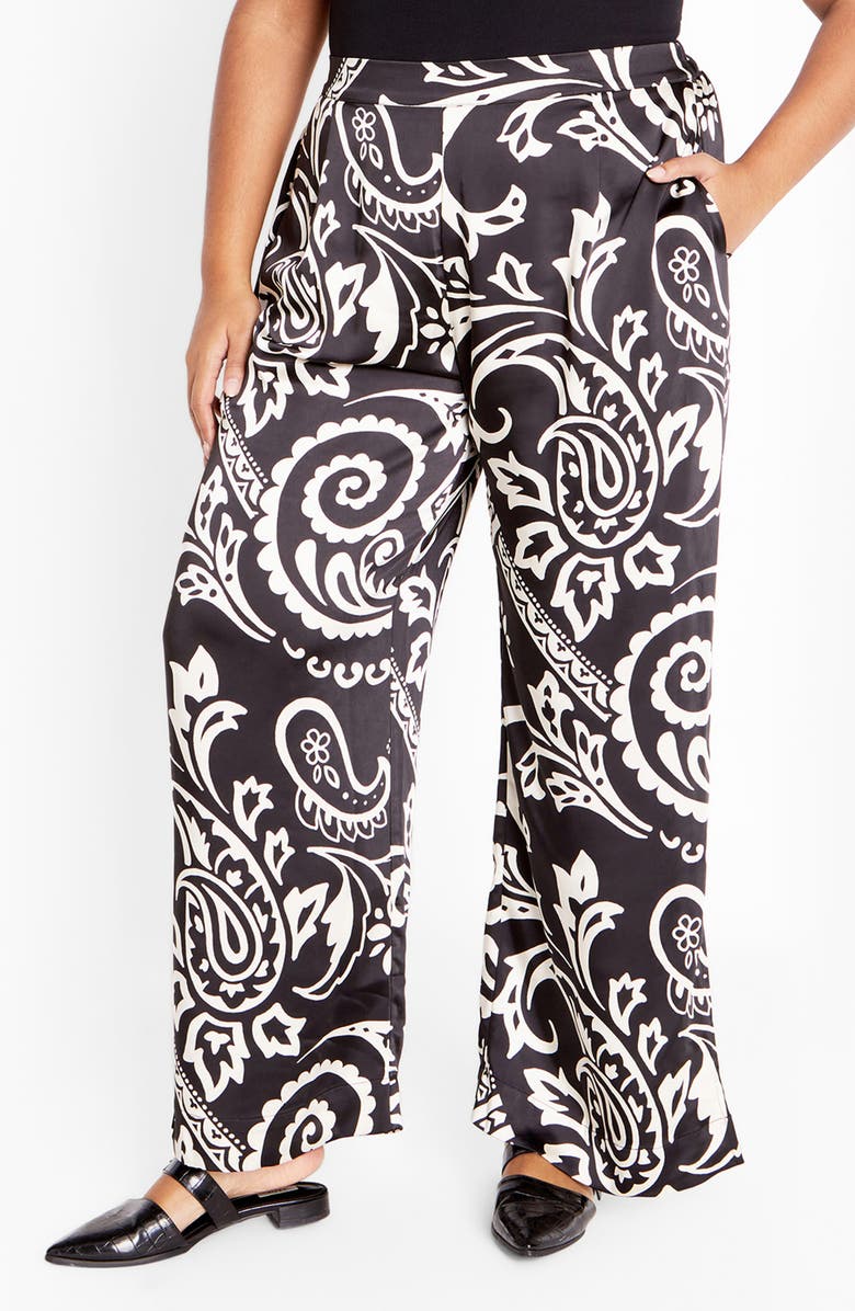 City Chic Belen Print Pull-On Pants, Main, color, Paisley