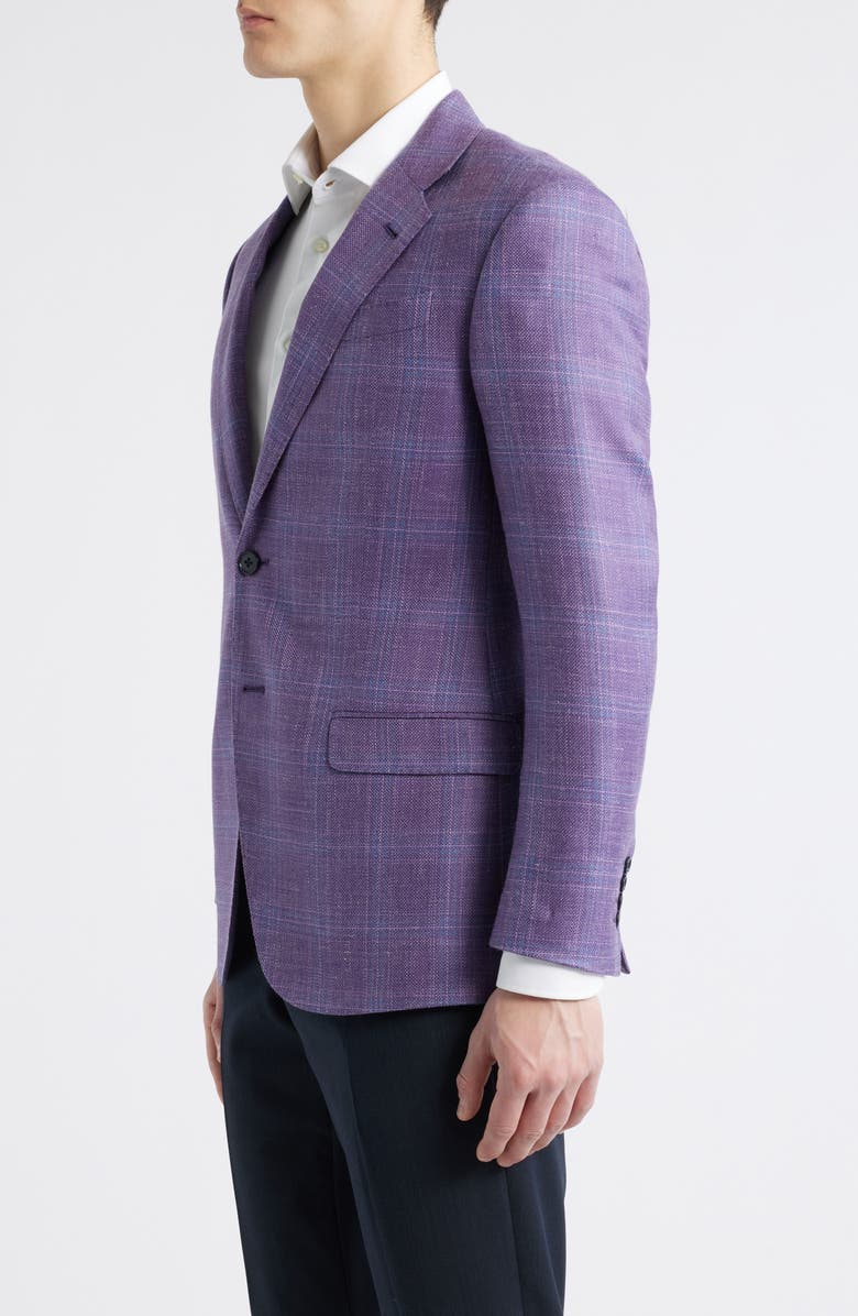 Emporio Armani Purple Plaid Wool & Silk Blend Sport Coat, Alternate, color, Solid Light Pastel Purple