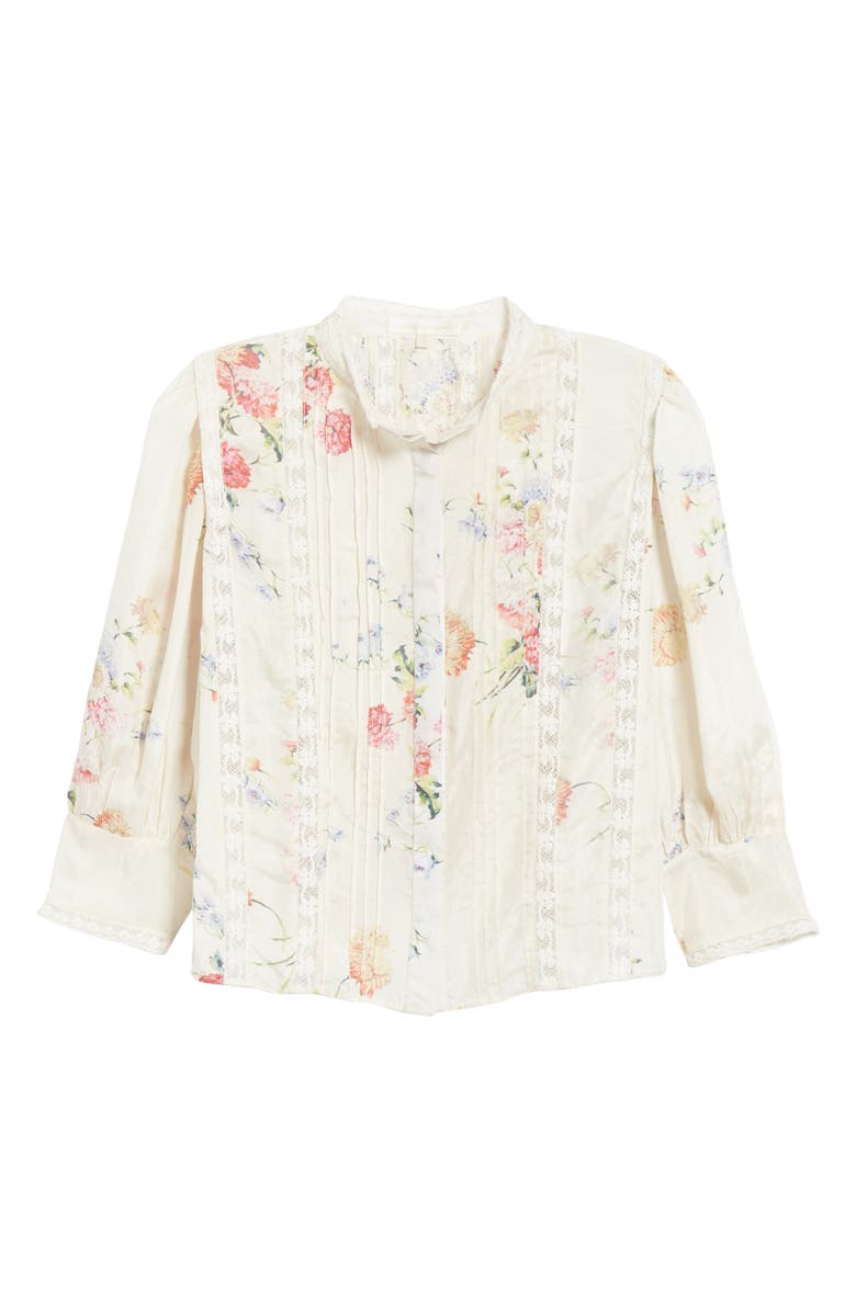 LoveShackFancy Tegan Floral Silk Blouse, Alternate, color, 