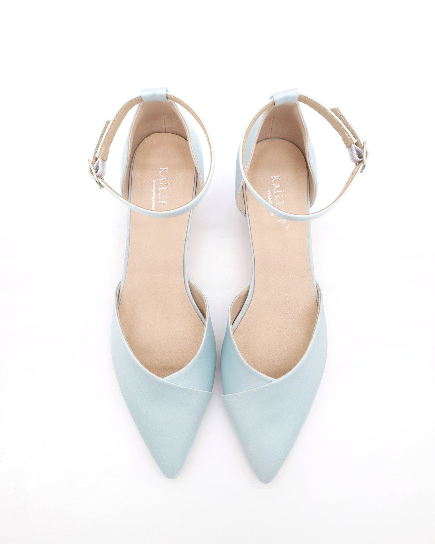 Leila Satin Pointed Toe Low Block Heels Wedding Shoes, Alternate, color, Light Blue
