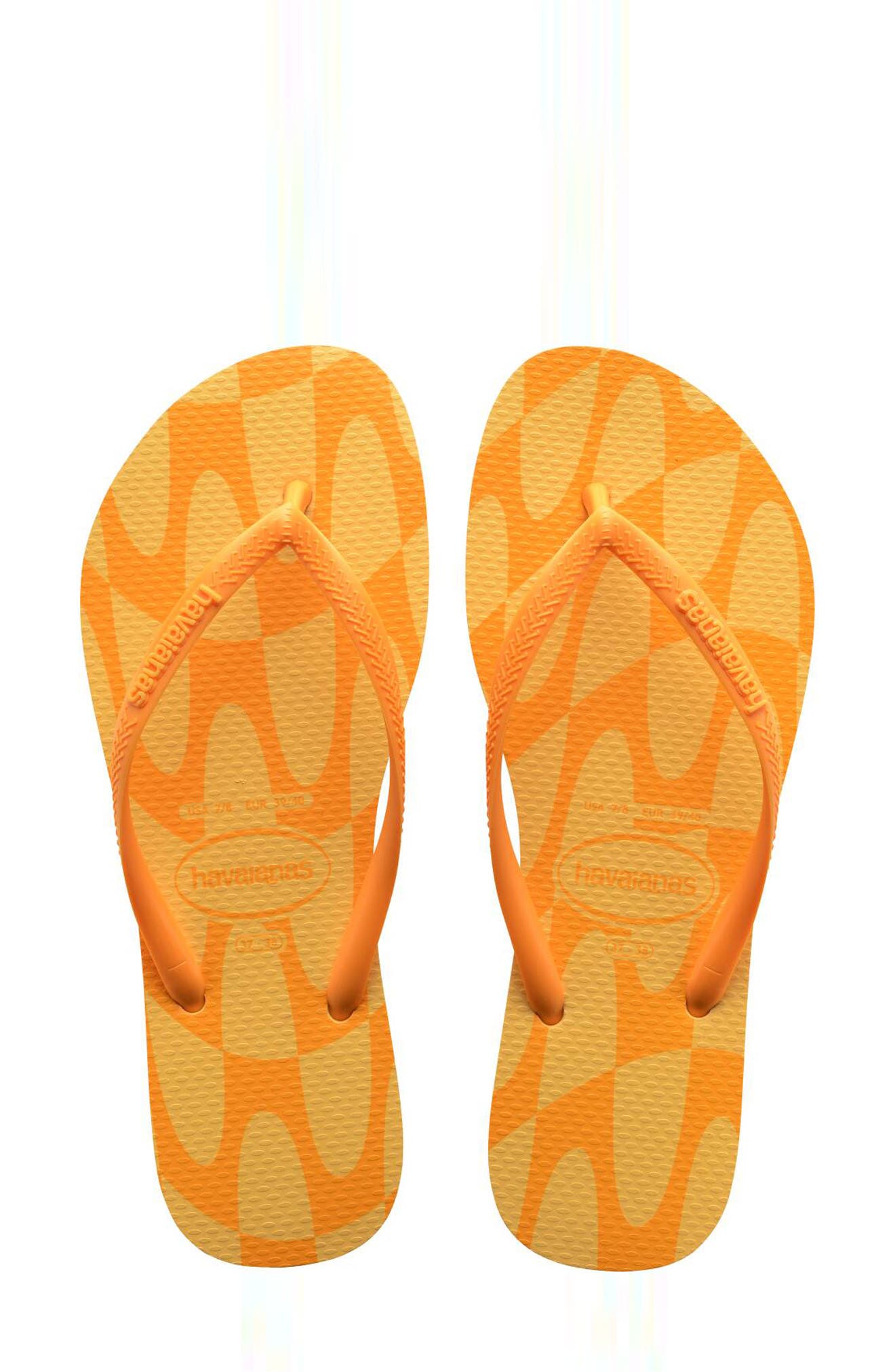 Havaianas Distorted Wave Flip Flop, Alternate, color, Caja Yellow