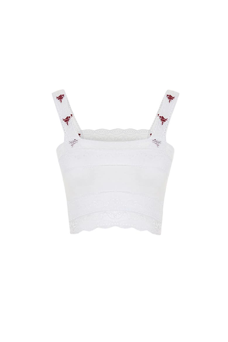 The Broderie Anglaise Edit Lace Panel Bra, Main, color, white