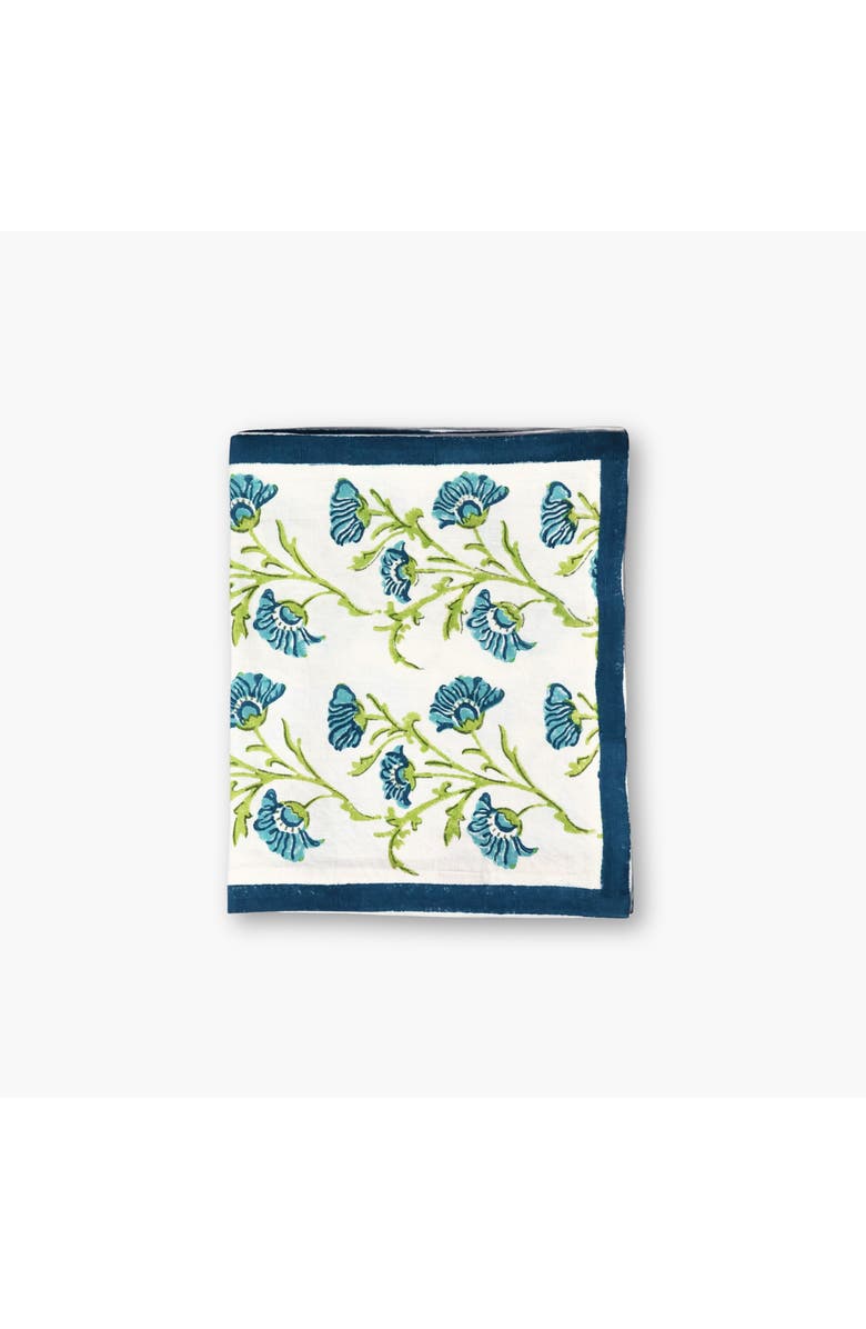 Banyan & Birch Bella Hand Printed Table Runner - Olive Green & Blue, Main, color, Olive Green & Blue