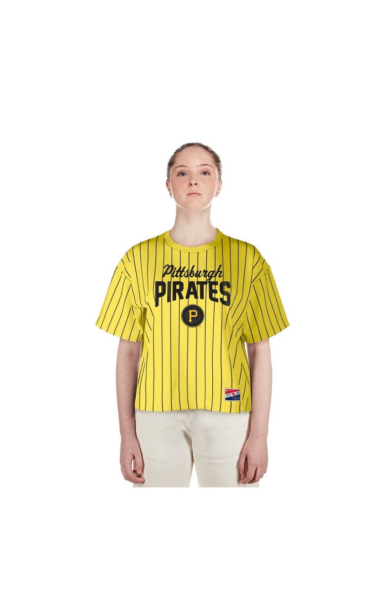 New Era Women's New Era  Gold Pittsburgh Pirates City Connect Multiplier Pinstripe Cropped T-Shirt, Alternate, color, Gold